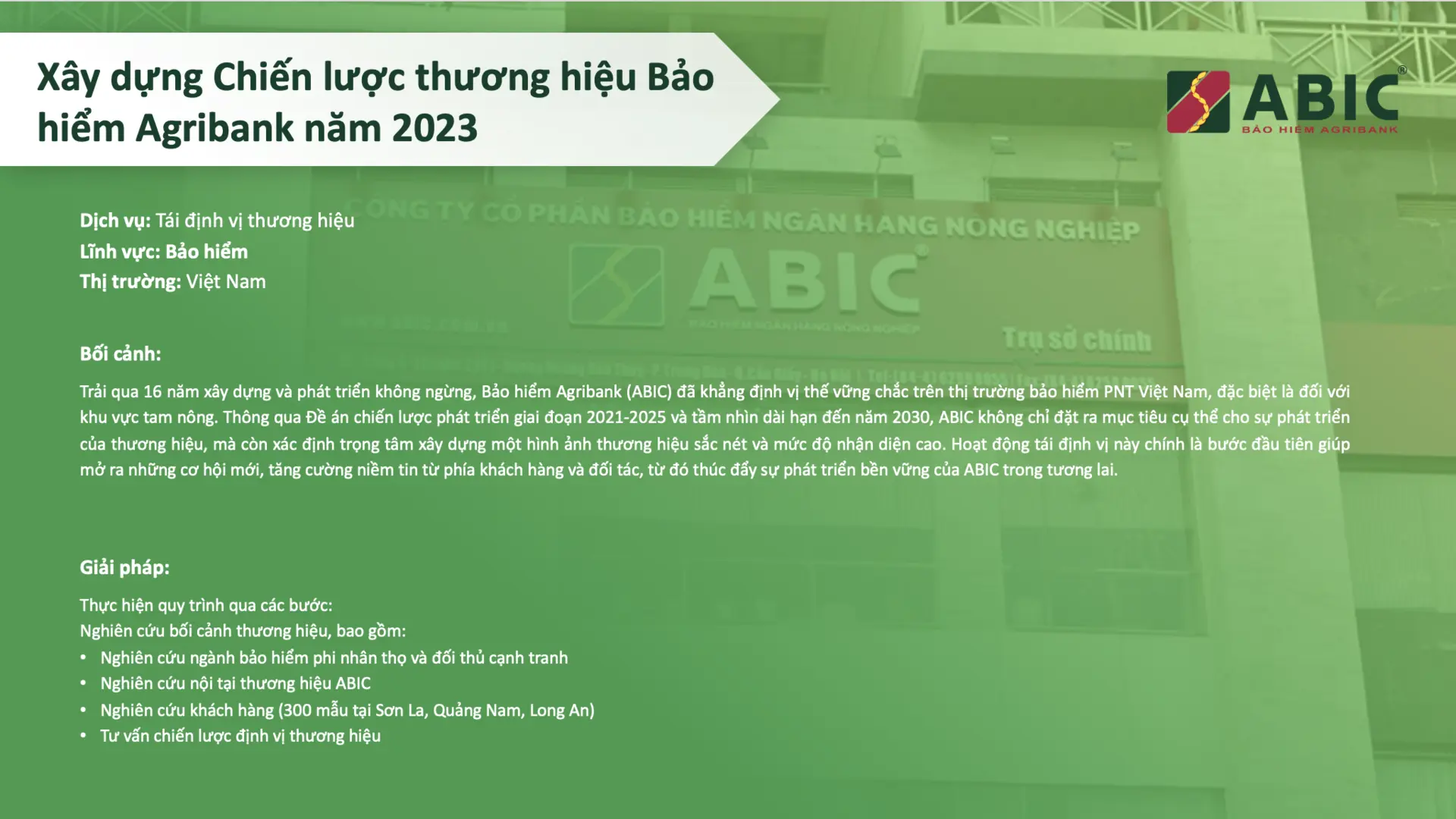 Dự án Tái định vị thương hiệu – BẢO HIỂM ABIC
