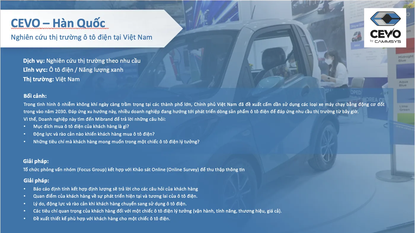Dự án Nghiên cứu thị trường ô tô điện tại Việt Nam – CEVO Hàn Quốc